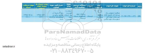 مناقصه, مناقصه تکمیل کانال آببر