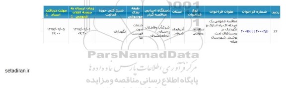 مناقصه راه اندازی و نگهداری در روستاها