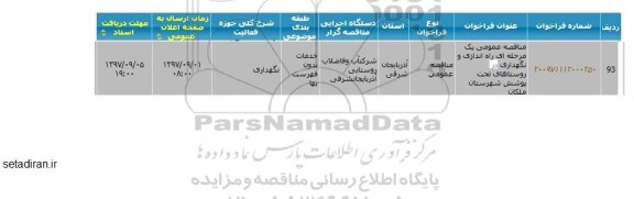 مناقصه مناقصه راه اندازی و نگهداری