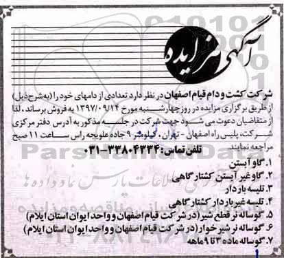 آگهی مزایده  , مزایده تعدادی از دام