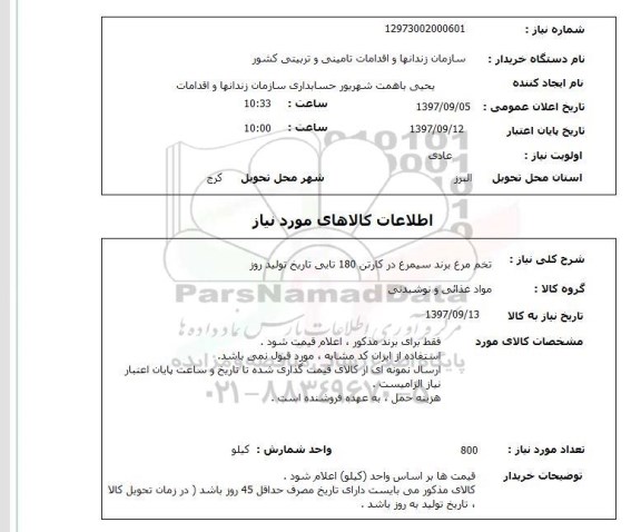 استعلام , استعلام تخم مرغ برند سیمرغ