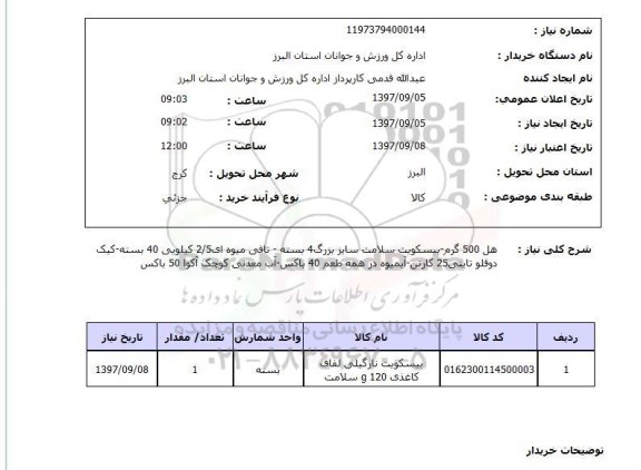 استعلام, هل، بیسکویت، تافی میوه ای و ...