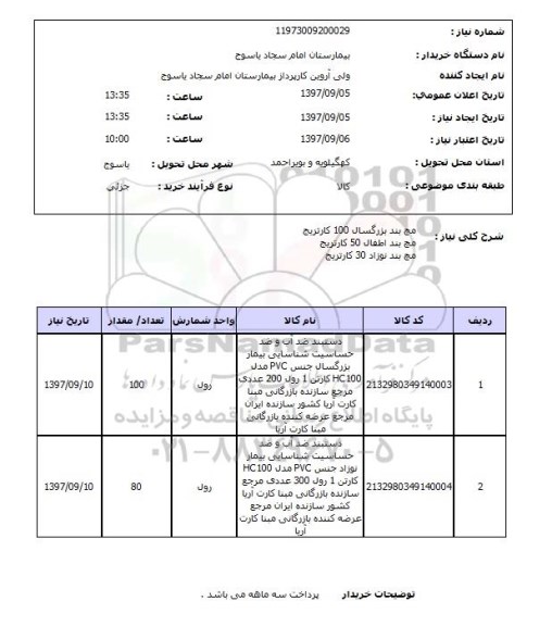 استعلام,استعلام مچ بند بزرگسال 100 کارتریج