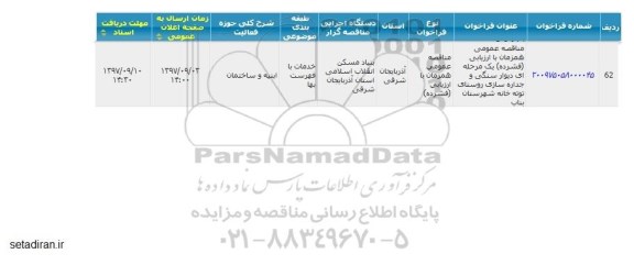 مناقصه دیوار سنگی و جداره سازی