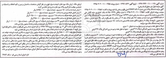 مزایده،مزایده ششدانگ پلاک ثبتی بخش یک 