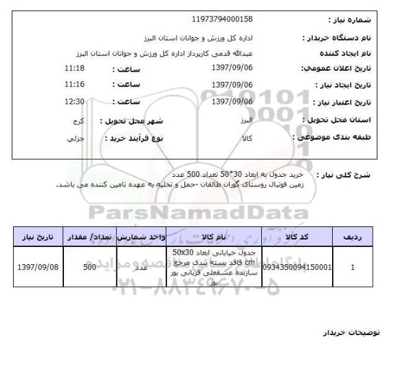 استعلام; استعلام خرید جدول ...