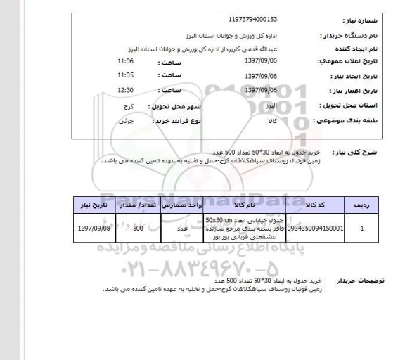 استعلام,استعلام جدول خیابانی