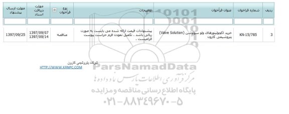 فراخوان, فراخوان خرید اکچوئیتورهای ولو سولوشن 