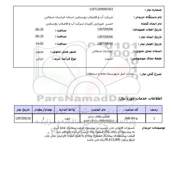 استعلام, استعلام احداث انبار