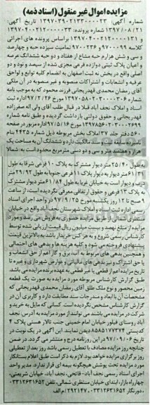 مزایده,مزایده ششدانگ عرصه و اعیان پلاک ثبتی