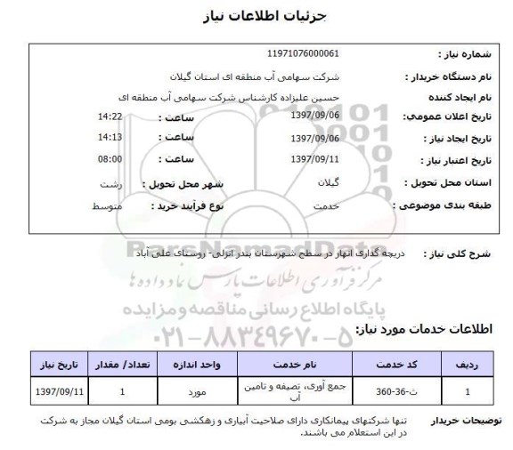 استعلام, استعلام دریچه گذاری انهار...