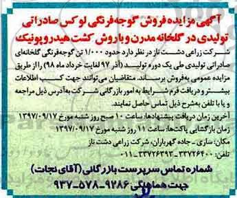آگهی مزایده ,مزایده فروش گوجه فرنگی لوکس
