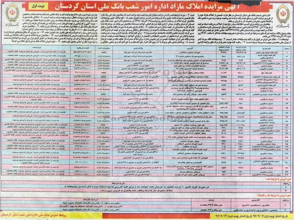 مزایده,مزایده فروش املاک مازاد نوبت اول