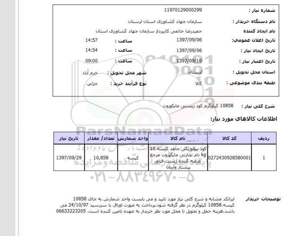 استعلام ، استعلام کود بیولوژیکی