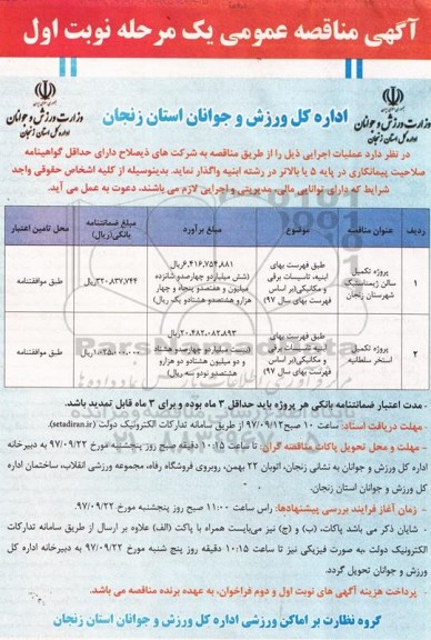 مناقصه مناقصه پروژه تکمیل سالن ژیمناستیک و ...