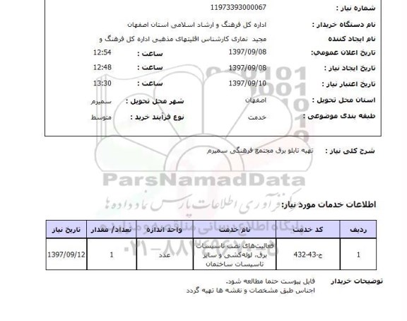 استعلام,تهیه تابلو برق