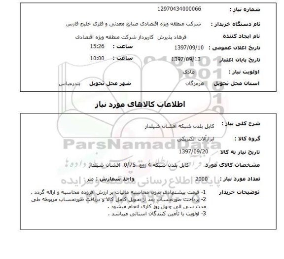 استعلام ، استعلام کابل بلدن شبکه