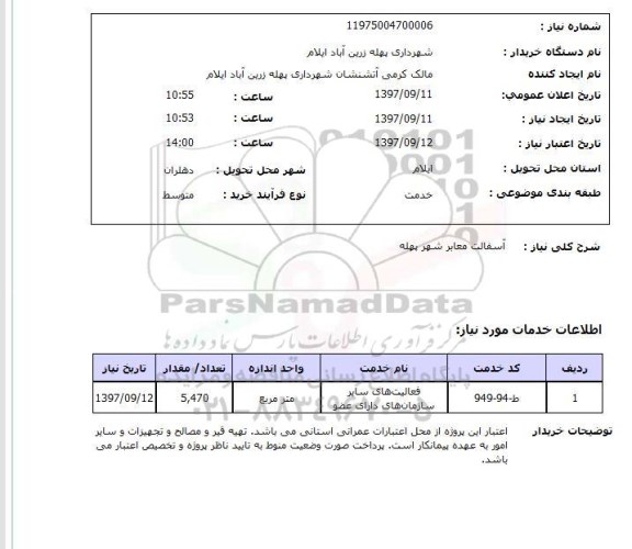 استعلام, استعلام آسفالت معابر شهر