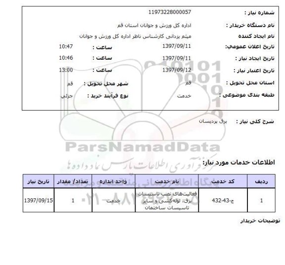 استعلام, برق پردیسان