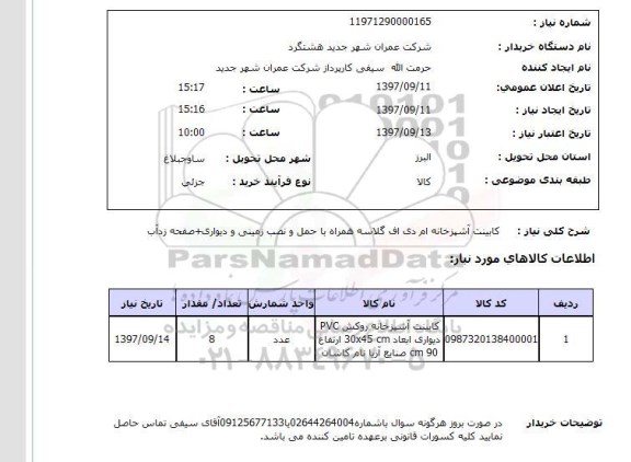 استعلام کابینت آشپزخانه