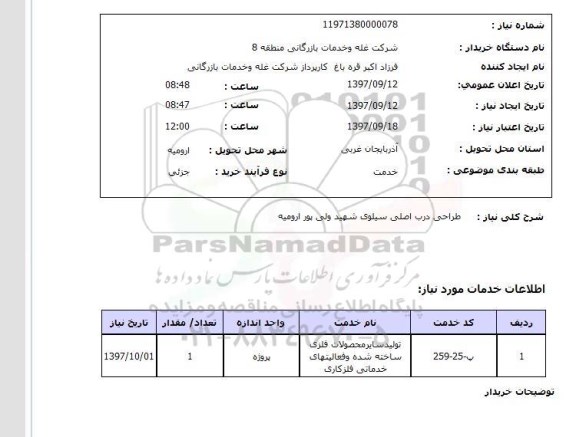 استعلام, استعلام طراحی درب اصلی سیلوی