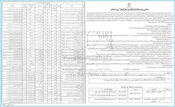 مزایده ،مزایده فروش املاک مازاد کاربری تجاری و مسکونی کشاورزی شماره 97/9