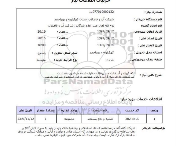 استعلام, استعلام لکه گیری و آسفالت مسیرهای حفاری...