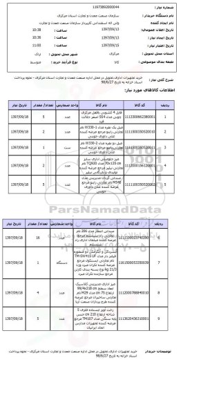 استعلام , استعلام تجهیزات اداری ...
