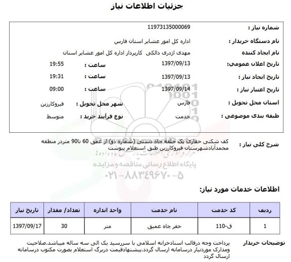 استعلام , استعلام کف شکنی حفاری ...