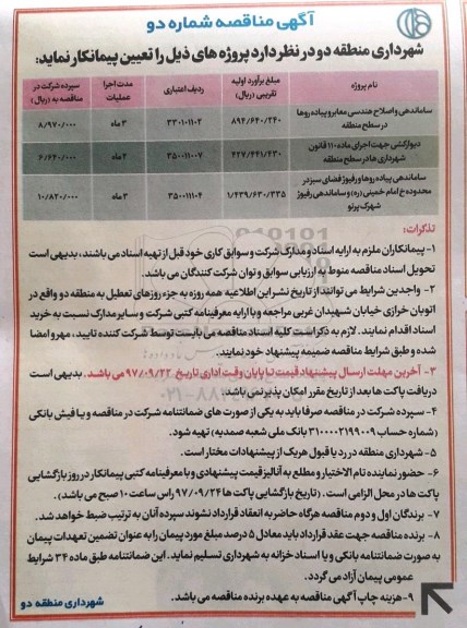 مناقصه مناقصه ساماندهی و اصلاح هندسی و...