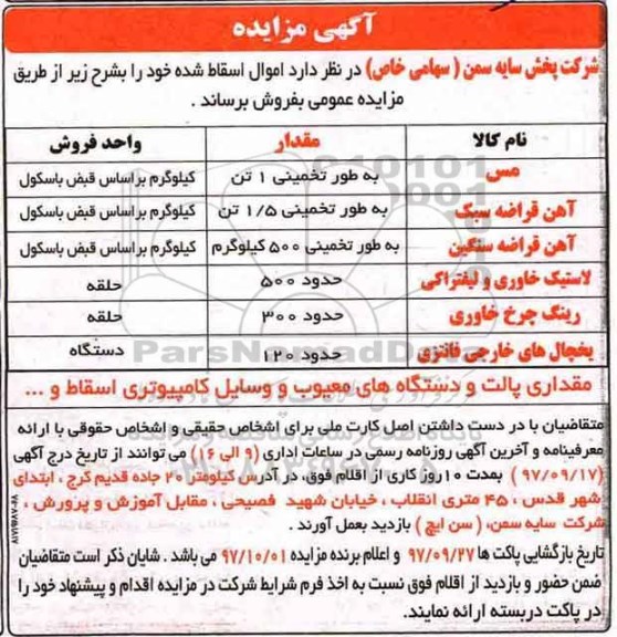 مزایده ، مزایده مس ....