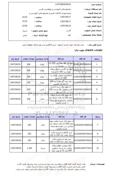 استعلام,استعلام خرید نوشابه و دوغ و غیره 
