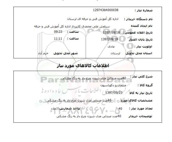 استعلام, صندلی مدل شیزن چرخ دار به رنگ مشکی 