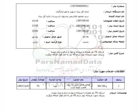 استعلام, استعلام فعالیت های تامین جا برای اقامت کوتاه مدت...