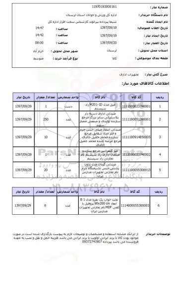 استعلام ,اداره کل ورزش و جوانان مازندران لرستان 
