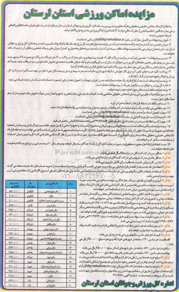 مزایده اماکن ورزشی