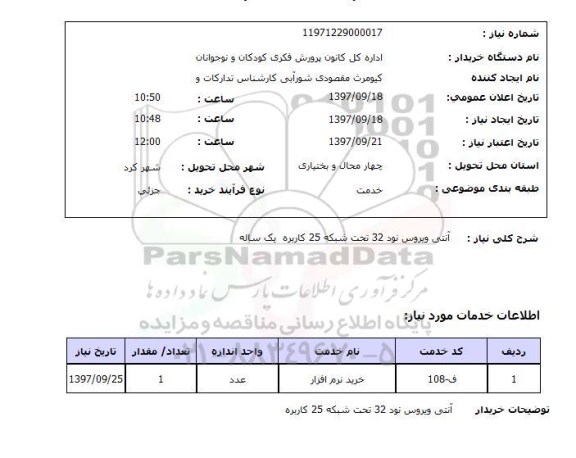 استعلام, آنتی ویروس نود 32 تحت شبکه 25 کاربره یکساله  	 