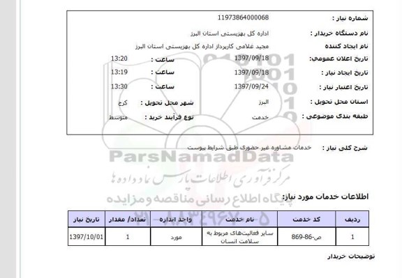 استعلام, خدمات مشاوره غیرحضوری