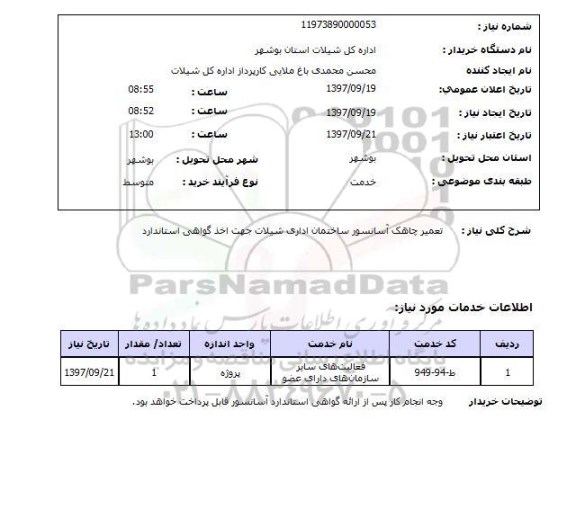 استعلام, استعلام تعمیر چاهک آسانسور  ...