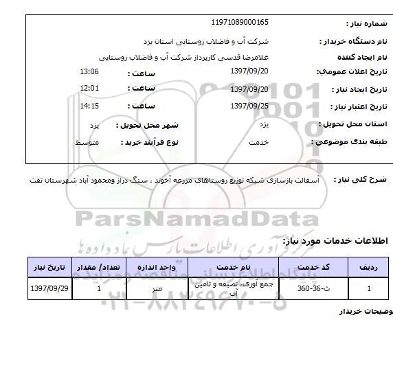 استعلام ,استعلام آسفالت بازسازی شبکه