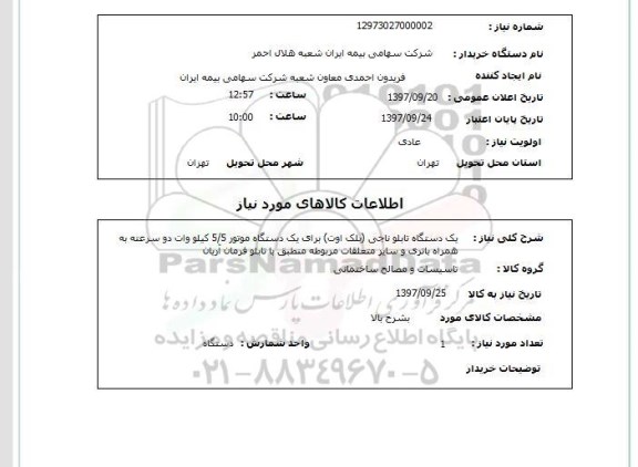 استعلام, استعلام  تابلو ناجی ( بلک اوت )