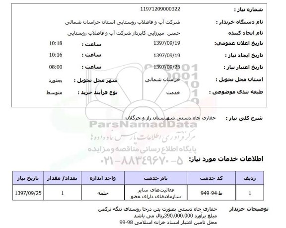 استعلام; استعلام حفاری چاه دستی...