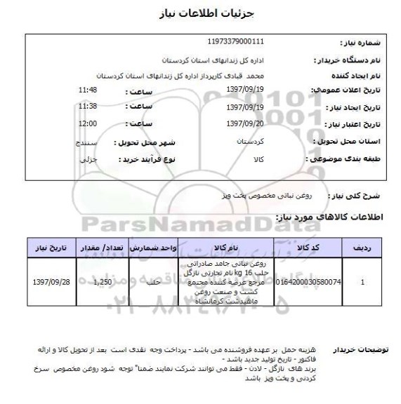 استعلام,روغن نباتی