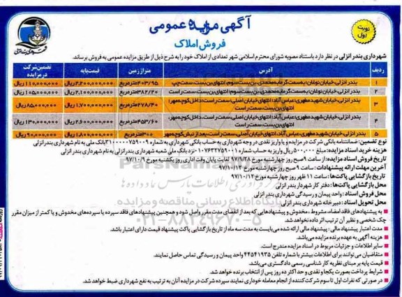 مزایده,مزایده فروش املاک