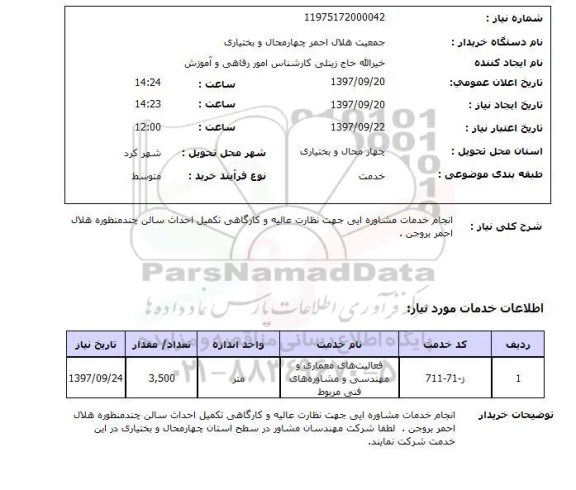استعلام استعلام انجام خدمات مشاوره ای جهت نظارت عالیه و کارگاهی 