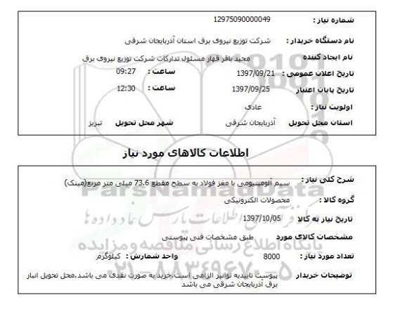 استعلام, استعلام سیم آلومینیومی 