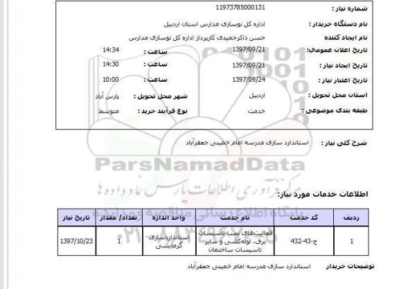 استعلام, استانداردسازی مدرسه 