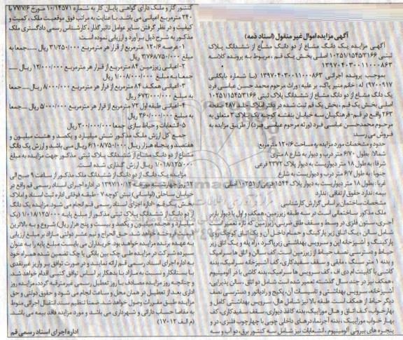 مزایده ،مزایده ملک به مساحت 120.6 مترمربع 