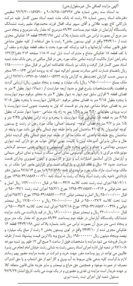 مزایده ،مزایده ششدانگ یک دستگاه آپارتمان 89/42 مترمربع
