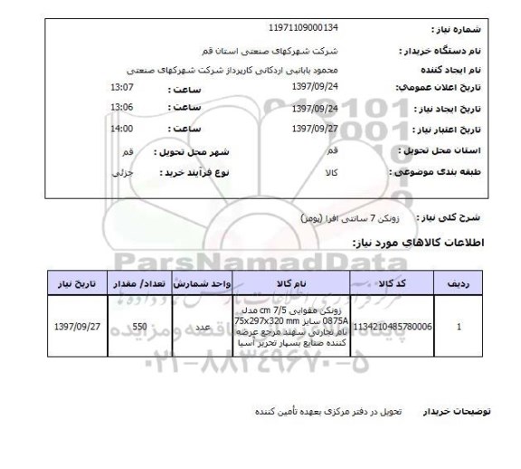 استعلام; استعلام زونکن 7 سانتی افرا (پومر)...